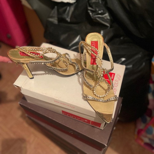 Swarovski leather evening sandals