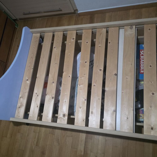 Neoset single bed 90×200 with storage drawers used, blue