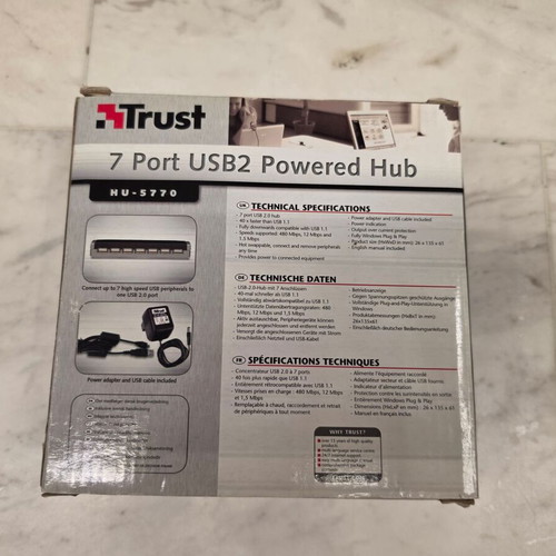 Trust 7 Port USB 2.0 Powered Hub with power adapter