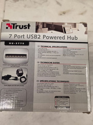 Trust 7 Port USB 2.0 Powered Hub with power adapter