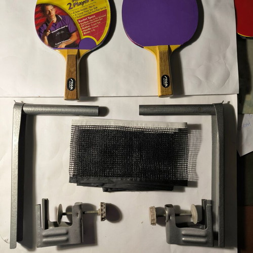 Table tennis set used with Stiga and Halex paddles