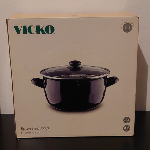 VICKO enamel fry pot 4.6L with lid new