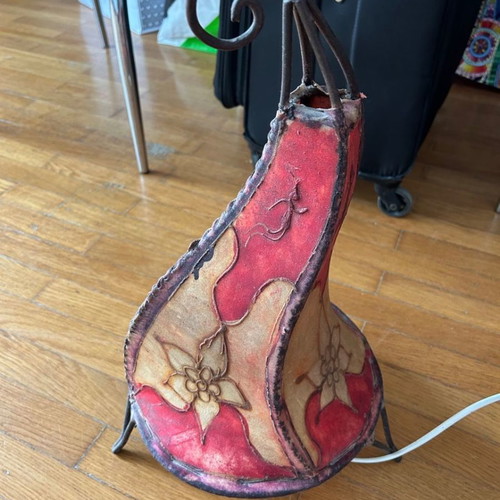 Camel leather lamp used, colored