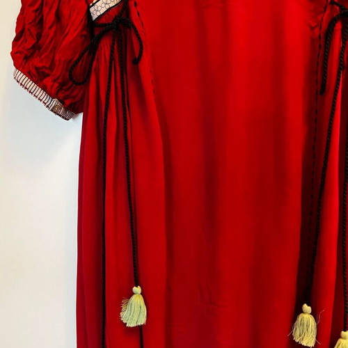 W Indian brand dress, red with decorative embroidery and tassels, size M