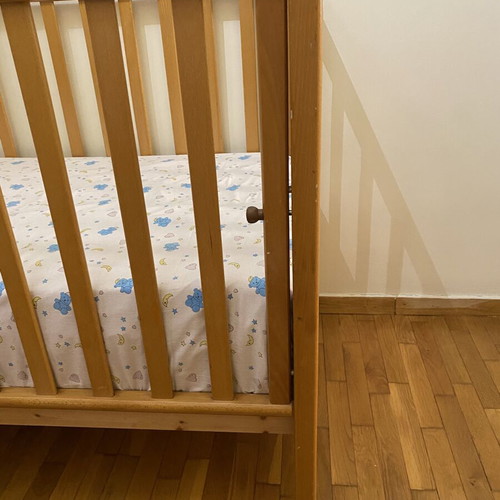 Baby cot used with wheels and adjustable rails 131x73 cm