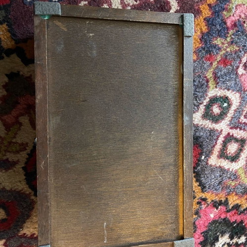 Vintage wooden box with geometric lid used