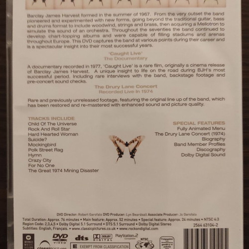 Barclay James Harvest Caught Live DVD like new, rock