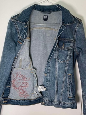 GAP jean jacket used, hand-painted, Small size