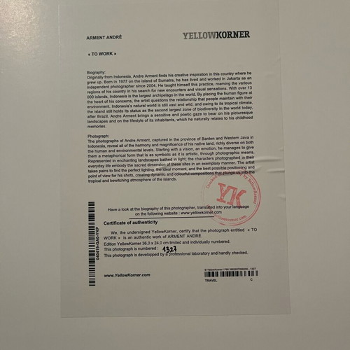 Andre Arment To Work photo print new with certificate of authenticity