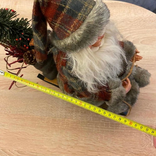 Christmas Santa Claus on Sleigh rustic style, like new, 35cm