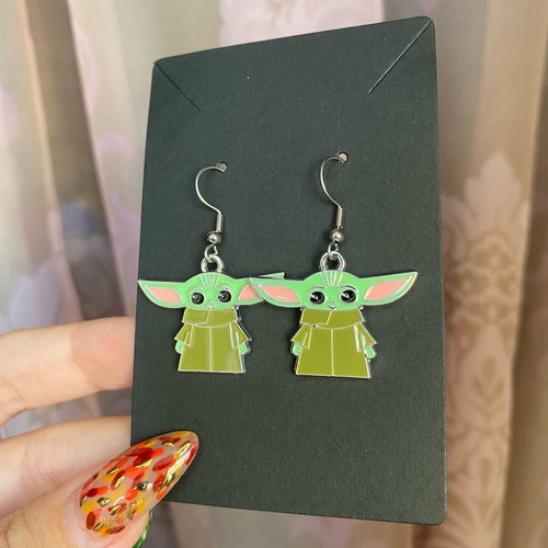Baby Yoda earrings new with hypoallergenic steel hooks