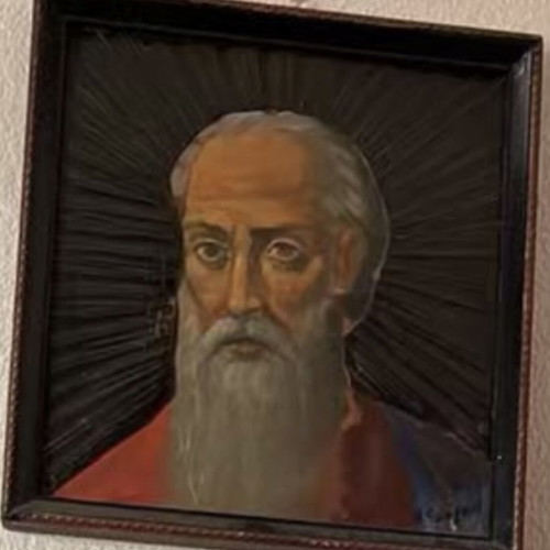 Anastasiou Gogou religious icon painting with radiant background