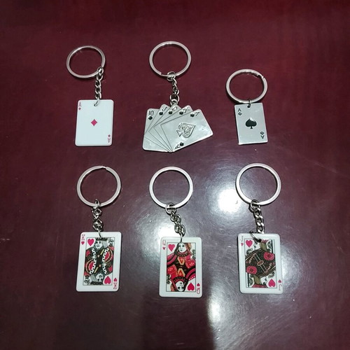 Metal playing card keychains new