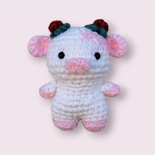 Crocheted handmade plush cow made to order