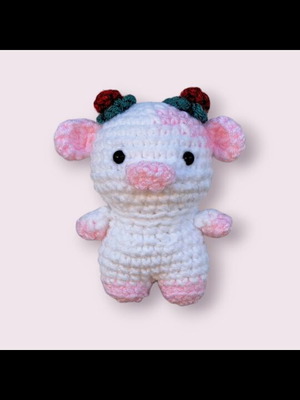 Crocheted handmade plush cow made to order