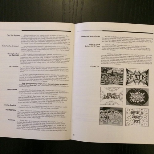 The Print Shop Reference Manual for Apple like new, 1986
