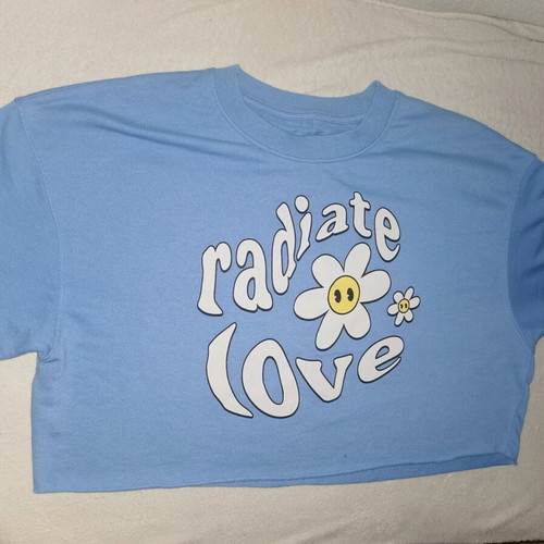 Short-sleeve cropped sweatshirt used, size L, blue