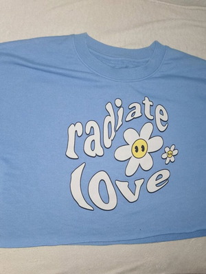 Short-sleeve cropped sweatshirt used, size L, blue