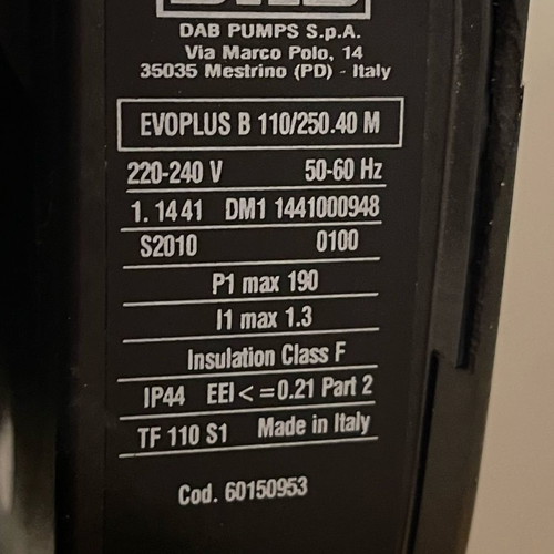 DAB Circulator pump new, no water used