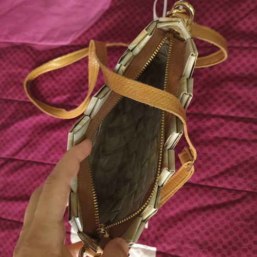Crossbody bag handmade knitted with leather details, new