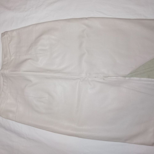 Leather midi skirt beige with pockets, size small, like new