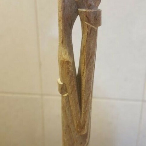 Abstract art figure used, embracing couple soapstone sculpture