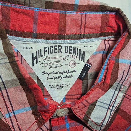 Hilfiger Denim men's plaid shirt with pockets, size M