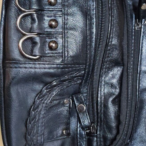 Cargo crossbody bag new, black, with 11 compartments made of faux leather