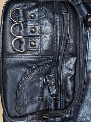 Cargo crossbody bag new, black, with 11 compartments made of faux leather