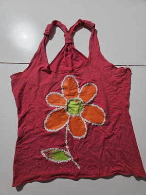 Coral tank top with print, like new, size small medium