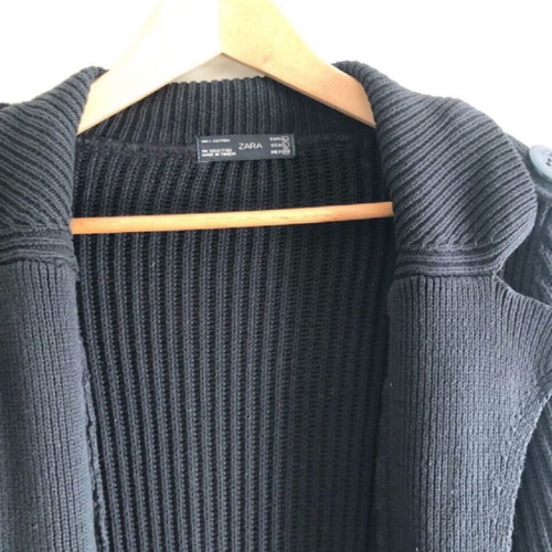 Zara long cardigan coat used, black size M
