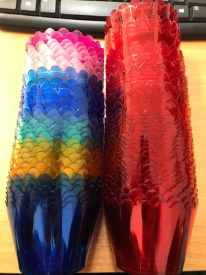 Plastic candlesticks new, pack of 74, colorful and red