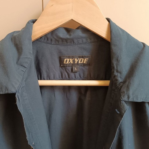 Cotton shirt used, dark blue, Hawaiian style, size Large