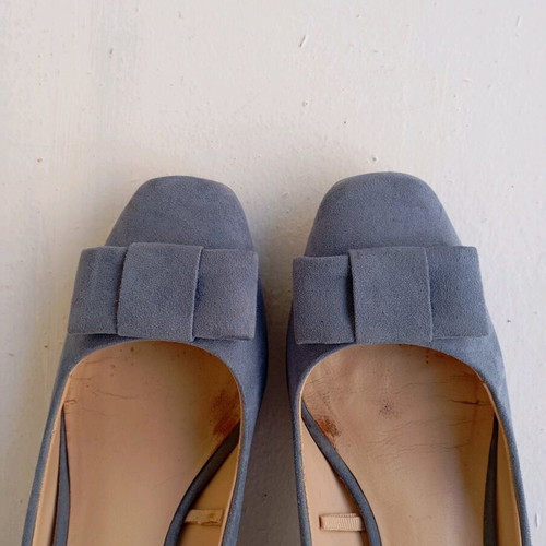 Zara kitten heels used, blue pumps with bow