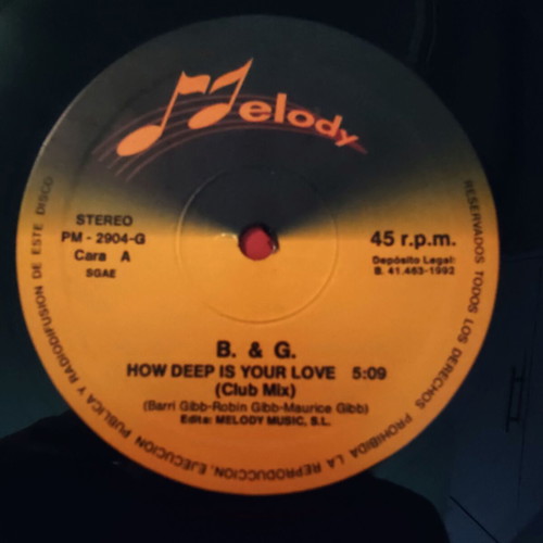 B&G How Deep Is Your Love 12'' Vinyl Single used, electronic