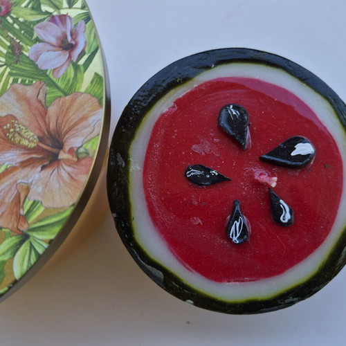Candle set with spring flower scent and handmade watermelon