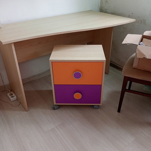 Children's desk with wheeled drawer unit used