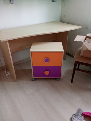 Children's desk with wheeled drawer unit used