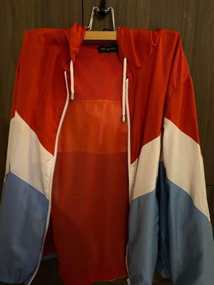 Γυναικεία ανοιξιάτικη ζακέτα Terranova με κουκούλα σαν καινούργιο, κόκκινη και τιρκουάζ μέγεθος M