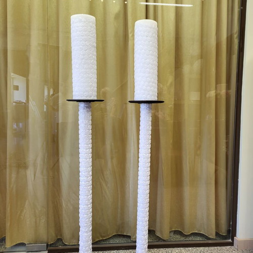 Luxury embossed wedding candles with metal stands new