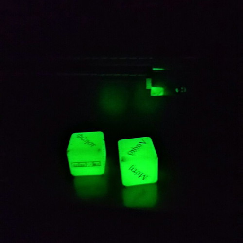 Phosphorescent dice used from Free magazine