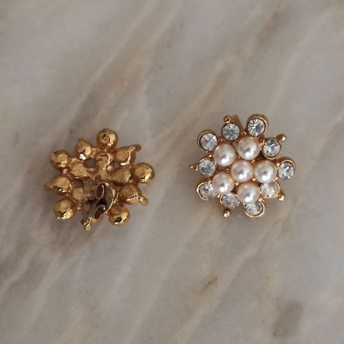Bijou earrings with zircon stones like new, white and gold tone