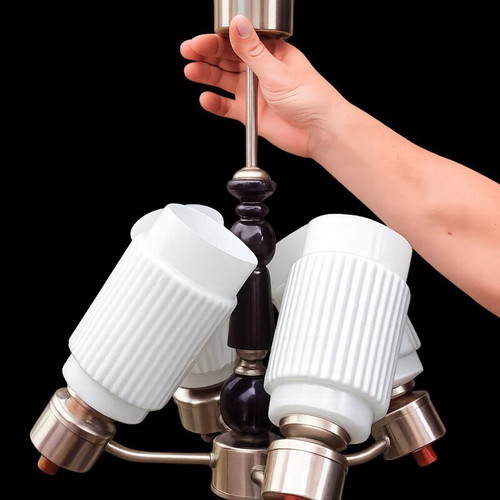 Retro style ceiling lamp used with 4 glass shades
