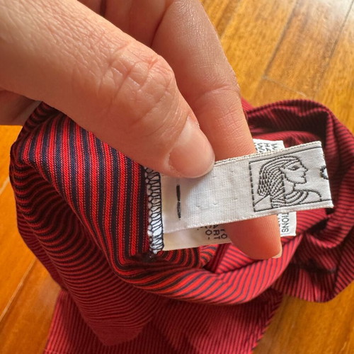 Vintage Schiatti & C. shirt like new, red-black stripe with denim collar