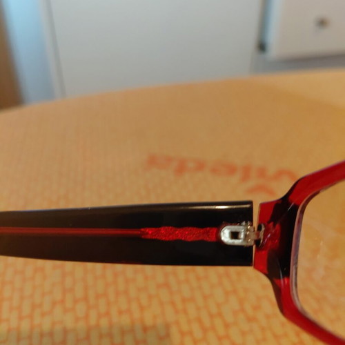 Eyeglass frame used, dark burgundy, cellulose acetate