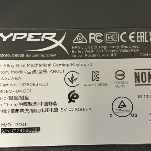 HyperX Alloy Rise μηχανικό gaming πληκτρολόγιο σαν καινούργιο με HyperX Red