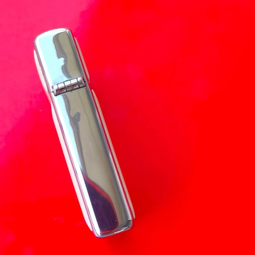 Zippo Slim Scrimshaw Ship & Whale Silver Original USA lighter used