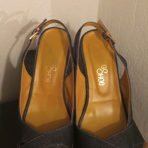 Feng Shoe platform sandals size 39 used, denim fabric, blue