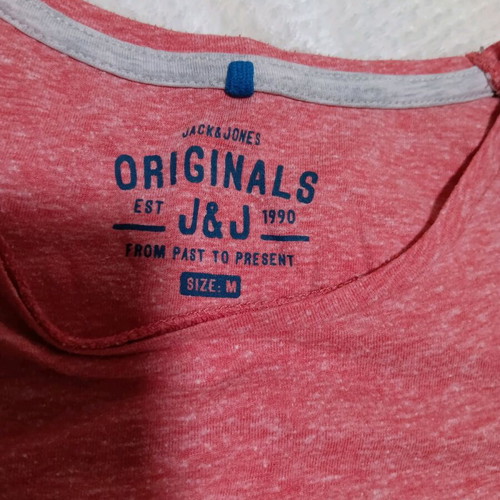 Jack & Jones men's short-sleeve t-shirt size M like new, red-pink