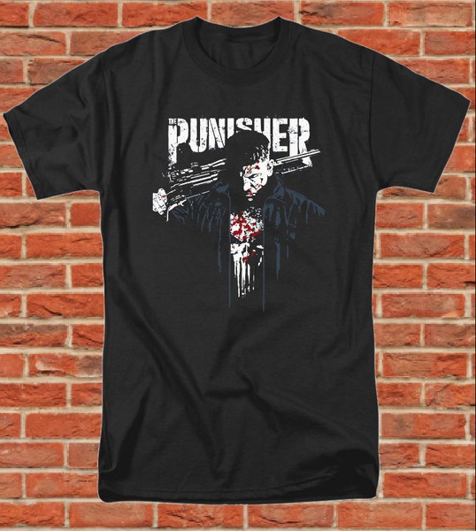 Μαύρο Βαμβακερό κοντομάνικο t shirt Γυμναστικής Bodybuilding Fitness Gym Punisher